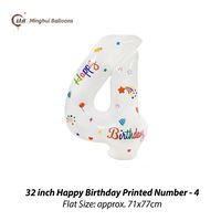 Ballon en feuille d'aluminium blanc de 32 pouces avec inscription Joyeux Anniversaire, grand ballon en Mylar à chiffres pour la décoration de fête d'anniversaire d'enfants