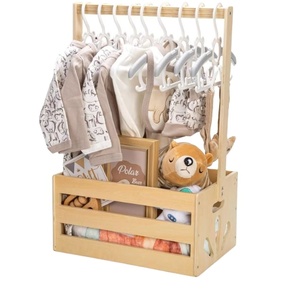 Custom Wooden Baby Shower Crate <strong>Closet</strong>, Baby Storage Crate Hamper with Handle, Basket Pregnancy Gifts for New Parents - Product Image 1