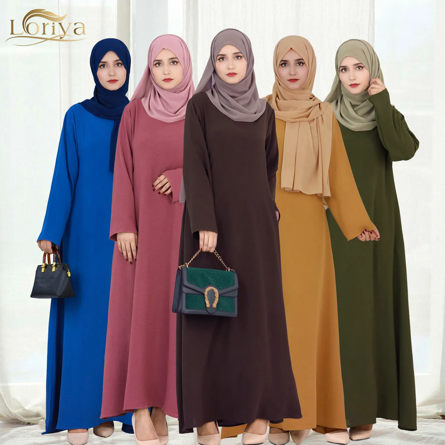 2023 Loriya Modest Dress Dubai Turkey Abaya Basic Inner Dress Islamic Clothing Prayer Dress for Muslim Women