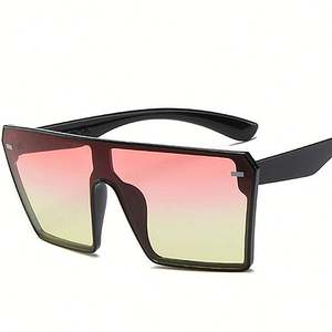 Lunettes de soleil carrées surdimensionnées à monture plate, logo personnalisé, style vintage, protection UV400, noires, pour femme – Collection 2025 la plus tendance - Product Image 5