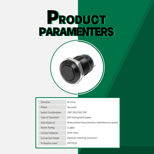 Factory Price 12mm Flat Head 1NO 4 Pins Waterproof IP67 Momentary <strong>Push</strong> <strong>Button</strong> - Product Image 5