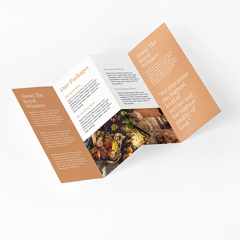 Custom Dubbelzijdig Printen Ontwerp Kleur Papier Brochure Vouwen Flyer Afdrukken