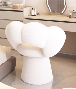 Taburete de tocador giratorio con respaldo para dormitorio femenino, taburete de tocador de lujo ligero con sensación de alta gama - Product Image 5