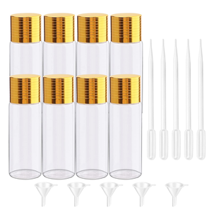 Beautiful <b>10ml</b> Small Transparent Glass Round Tube Rollerball <b>Bottle</b> With Rose Gold Lid and Stainless Steel Beads - Product Image 2