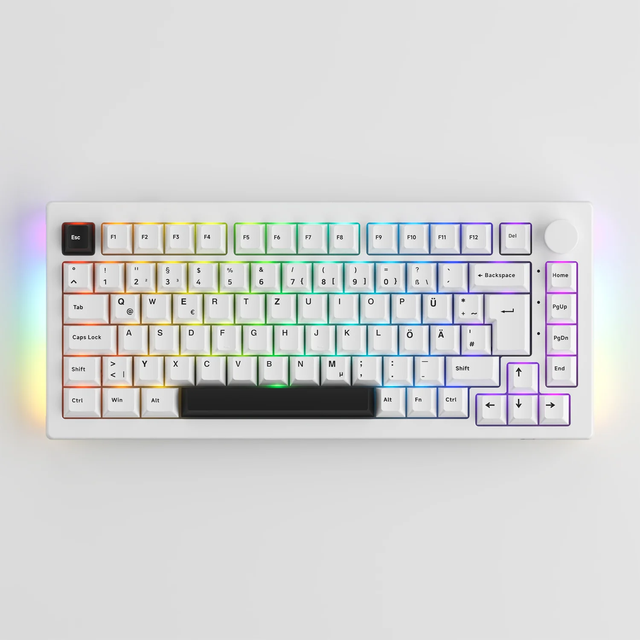 AKKO Black on White 5075B Plus VIA ISO Cherry Profile PBT Material Keycaps Keyboard 3000mah Battery Wireless Keyboard