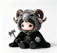 Figurine OEM personnalisée Capricorne style sombre en PVC et ABS avec peluche douce et moelleuse, jouet d'art de collection en boîte mystère sur le thème des constellations
