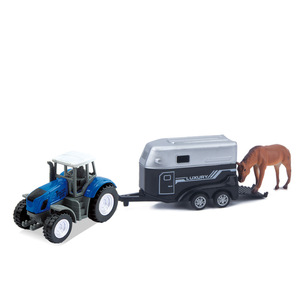 Nuevo Semirremolque <span class=keywords><strong>de</strong></span> Transporte <span class=keywords><strong>de</strong></span> Animales <span class=keywords><strong>de</strong></span> Simulación Metálica 1/43, <span class=keywords><strong>Juguete</strong></span> <span class=keywords><strong>de</strong></span> Aleación con Retroceso, Tractor Agrícola con Caballo y Vaca, Regalo para Niños - Product Image 4