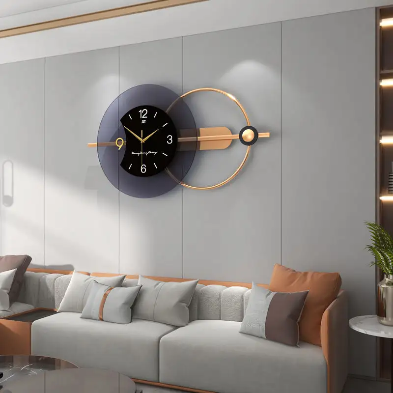 Reloj de Metal de lujo 3D de gran tamaño de diseño moderno, Relojes de pared grandes personalizados para las decoraciones de la sala de estar del hogar