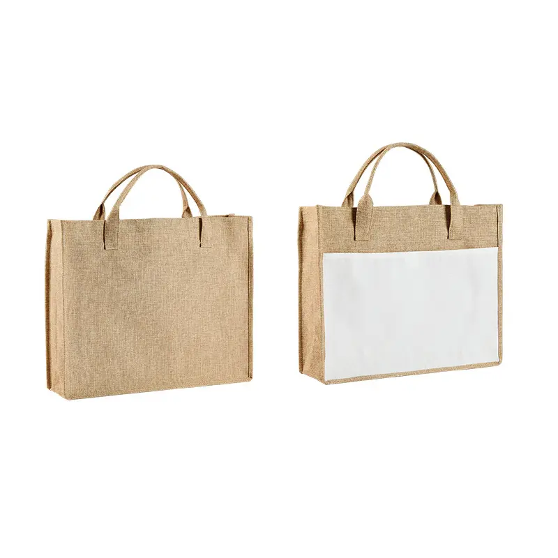 Yeni süblimasyon boş keten Tote çanta yeniden doğal jüt saklama torbaları keten özel Logo baskılı için alışveriş çantası boşlukları