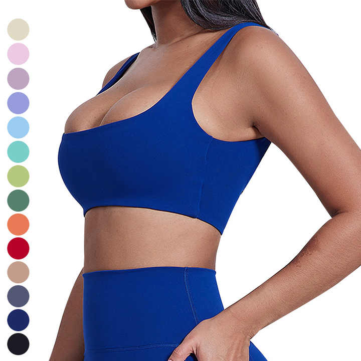 Square Neck Ruched Open Back Sports Bra main image 1