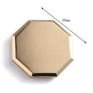 ユニークな六角形のカスタムエポキシゴールドロゴ両面金属化粧品ポケットミラー