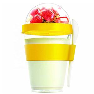 Gobelet à yaourt à double paroi personnalisé avec logo, 12 oz (350 ml), en plastique PS, avec cuillère, pour céréales à emporter, parfait pour le petit-déjeuner - Product Image 5