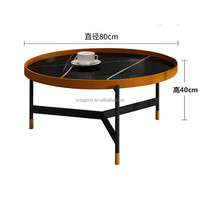 Meubles de style moderne Ensemble de tables basses en cuir avec selle Ensemble de tables à thé chinoises modernes de luxe pour le salon