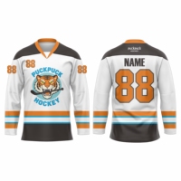 Jersey Hoki Es Custom Tackle Twill 100% Poliester Warna Logo Nama Nomor Kustom Atasan Latihan Hoki Es