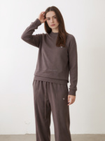 Ensemble pull et pantalon large en laine tricotée rétro pour femme, brodé, décontracté et tendance, nouvelle collection