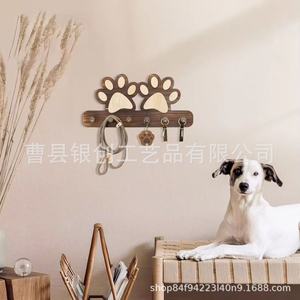 Wooden Dog Paw Shaped Hooks Wall Mounted <b>Key</b> <b>Hanger</b> Pet Leash Organizer Entryway Decor Multipurpose Storage - Product Image 4