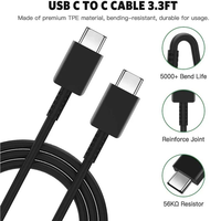 Chargeur mural ultra-rapide 25W PD avec câble Type-C pour S22 Ultra/S22+/S21