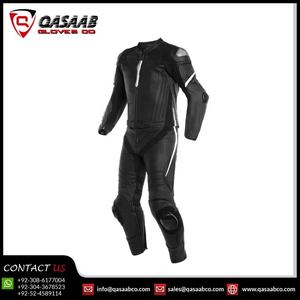 Traje de montar de cuero de moto de carreras ennegrecido hecho a medida al por mayor de cuero genuino transpirable - Product Image 3