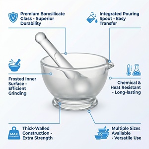 Juego <span class=keywords><strong>de</strong></span> <span class=keywords><strong>Mortero</strong></span> y Pilón <span class=keywords><strong>de</strong></span> Vidrio Borosilicato 3.3 Transparente para <span class=keywords><strong>Laboratorio</strong></span> <span class=keywords><strong>de</strong></span> Química, Herramienta <span class=keywords><strong>de</strong></span> Molienda <span class=keywords><strong>con</strong></span> Boquilla, Cristalería <span class=keywords><strong>de</strong></span> <span class=keywords><strong>Laboratorio</strong></span> - Product Image 2