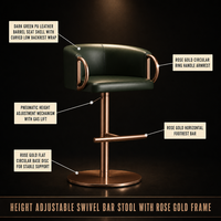 Tabouret de bar de luxe en acier inoxydable et cuir Nappa, rembourré, pour cuisine et maison, chaise haute dorée