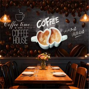 Murales Moderni Impermeabili con Arte dei Chicchi di Caffè, Carta da Parati Personalizzata con Lettere in Inglese Dipinte a Mano per Caffè e Ristoranti - Product Image 2