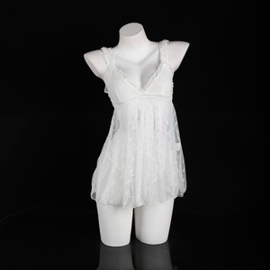 Lemon Story Women's <b>White</b> <b>Lace</b> Slip Dress Breathable Polyester Nightgown Sexy Style Adult Size - Product Image 1