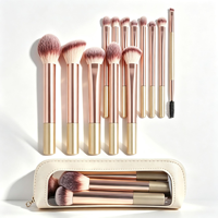 Set Kuas Makeup Vegan Profesional 13 Buah untuk Wajah, Bulu Sintetis Lembut dan Padat, Tahan Lama, Kualitas Tinggi, Label Pribadi Khusus