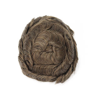 Tupé <span class=keywords><strong>de</strong></span> piel doble <span class=keywords><strong>Rubio</strong></span> marrón para hombres inyectado PU Topper piezas <span class=keywords><strong>de</strong></span> cabello sistema <span class=keywords><strong>de</strong></span> reemplazo prótesis <span class=keywords><strong>de</strong></span> tejido rizado Natural - Product Image 4