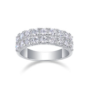 Superbe Bague Éternité Double Rangée de Moissanites pour Femme, Bijou de Luxe en Argent Sterling 925 avec <span class=keywords><strong>Pierres</strong></span> <span class=keywords><strong>Précieuses</strong></span> Pavées - Product Image 1