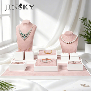 Pink Painted Jewelry Display <b>necklace</b> bust <b>ring</b> bracelet stands glossy MDF shop jewelry showcase custom wholesale - Product Image 4