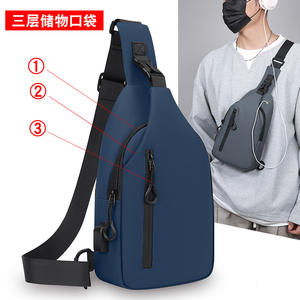 Bolso de Pecho para Hombre, Gran Capacidad, Revestimiento de PU, Resistente al Desgaste, Bolso Cruzado para Viajes de Negocios, Color Sólido, Otoño 2025 - Product Image 1