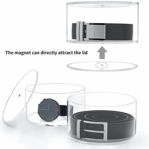 Custom Design Clear Acrylic Belt Storage Organizer 5 Compartments Belt Box for Closet YAGELI - Product Image 2