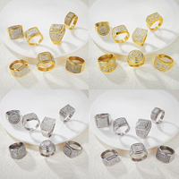 Bague Tête de Cheval en Acier Inoxydable Plaqué Or avec Diamants, Style Hip Hop Tendance pour Hommes