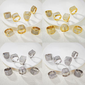 Модное кольцо в стиле хип-хоп с головой лошади, из нержавеющей стали с золотым покрытием и стразами, для мужчин - Product Image 2