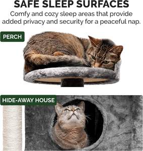 Tenacia della tigre Albero del gatto grigio da 60 pollici per gatti da interno, giochi interattivi da giardino, giocattoli per appartamenti di uguale dimensione - Product Image 6