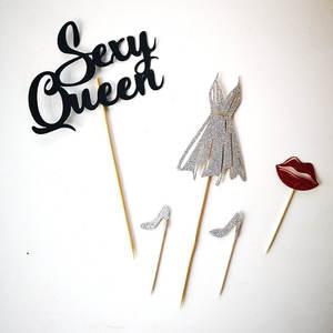 Venta al por mayor Vertical Cake Toppers Cake Decoration papel metálico fiesta creativa <span class=keywords><strong>Feliz</strong></span> cumpleaños <span class=keywords><strong>Sexy</strong></span> Queen cake Topper - Product Image 4
