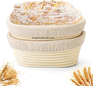 Ensemble de paniers de levage faits main OEM pour la cuisson du pain au levain, bannetons ronds et ovales en rotin avec emballage personnalisé - Product Image 4