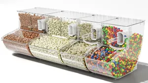 ECOBOX Grain Cereal Transparent Big Bulk Food Container Candy Bin Plastic Food Bin With Scoop