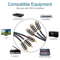 Câble d'extension 3 RCA plaqué or de haute qualité, mâle-femelle, synchronisation audio-vidéo stable, lecteur DVD, microphone, téléviseur domestique, haut-parleur