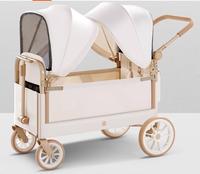 Wagon de poussette double double pour bébé Wagon pliable avec auvent pour enfants et cargo Garden Outdoor Park Utility Baby Wagon