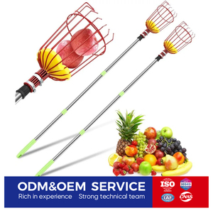 Récolteur de fruits réglable avec perche extensible et cage métallique pour la récolte des mangues, des oranges et des agrumes, outil de jardinage - Product Image 1