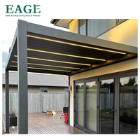 Pergola bioclimatique électrique de luxe imperméable EAGLE pour l'extérieur, toit ouvrant, persiennes rétractables, gazebo en aluminium, télécommande