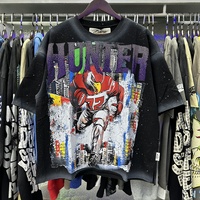 NOUVEAU T-shirt BKYS style ample et tendance, imprimé diamant scintillant, effet délavé, patchwork en pur coton, coupe oversize