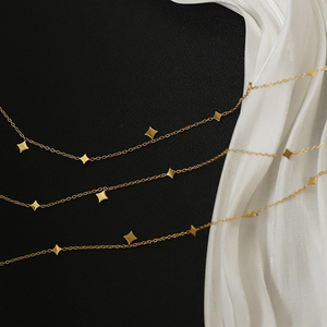 Collar de cadena con colgante de estrella, exquisito, de titanio, chapado en oro de 18k, de acero inoxidable, para mujer - Product Image 5