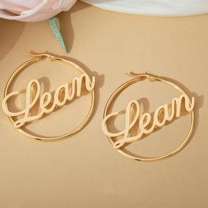 Pendientes Personalizados de Acero Inoxidable 316L con Baño de Oro PVD de 14k/18k, Antideslustre, con Letras, Joyería Fina, Pendientes de Moda con Nombre para Mujer - Product Image 4
