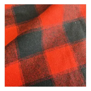 Wholesale poly cotton 21s 150gsm tartan plaid flannel yarn dyed cotton twill check fabric