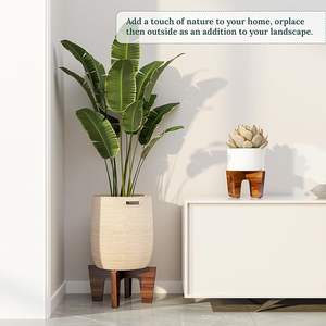 Soportes de plantas de madera de <span class=keywords><strong>acacia</strong></span> minimalistas modernos, soporte de pedestal interior bohemio de mediados de siglo utilizado con bonsái en centro comercial - Product Image 2
