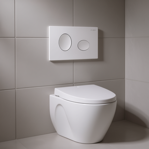 Placa de cisterna empotrada Pucci Eco de 2 botones, elíptica, 29 cm, cromo satinado - Product Image 3