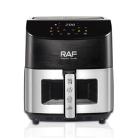RAF R.5010 6.0L 1500W Air Fryer Layar Menu LED Jendela Tampilan 80 hingga 200C Sirkulasi Udara 360° Steker VDE Freidora De Aire Dapur