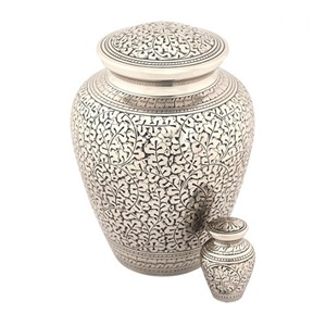 Urnas de cremación de diseño deslumbrante, talla de hoja de roble, urna de cenizas para adultos metálica sólida, urna de recuerdos de metal de primera calidad - Product Image 2